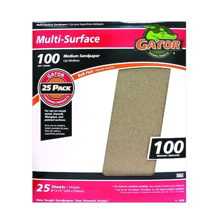 Gator Grit Gator 11 in. L X 9 in. W 100 Grit Aluminum Oxide All Purpose Sandpaper 1 pk 3264